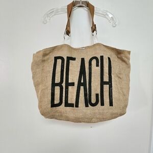 Tan Hemp "Beach" Tote Bag